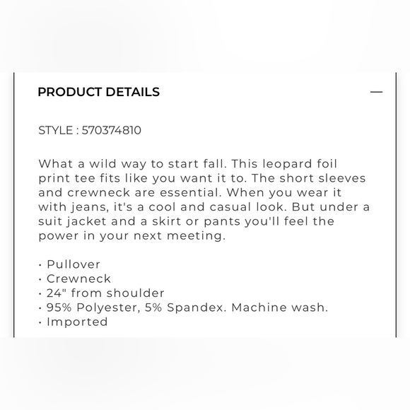 WHBM Silver Foil Tee NWT - Picture 2 of 2